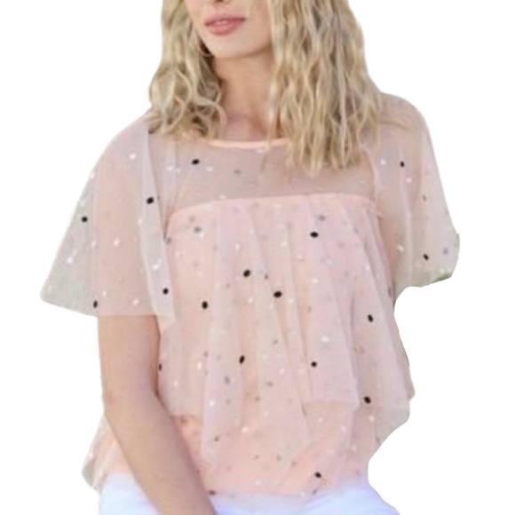 Eva Franco Tulle Polka Dot Top - Size Small - Picture 1 of 5